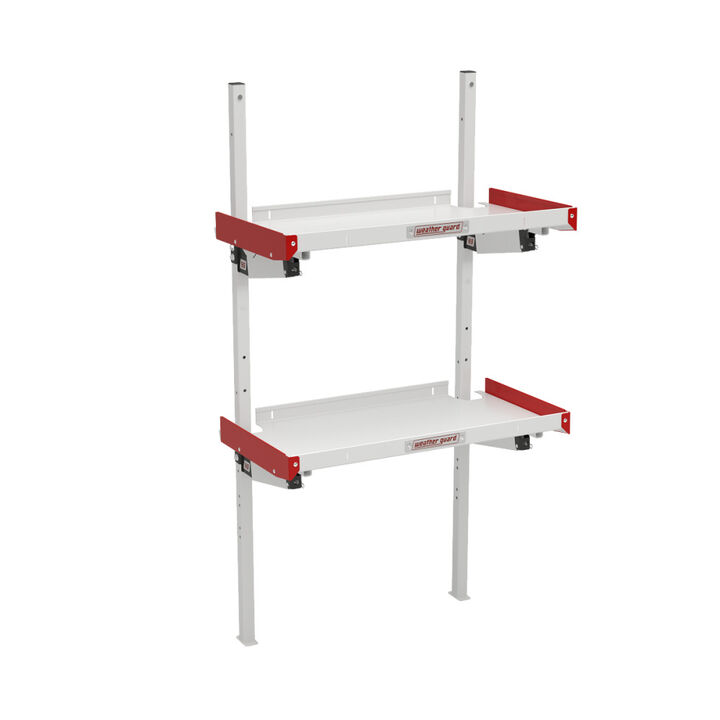 Weather Guard 36 Inch White/Red Aluminum Folding Van Shelving