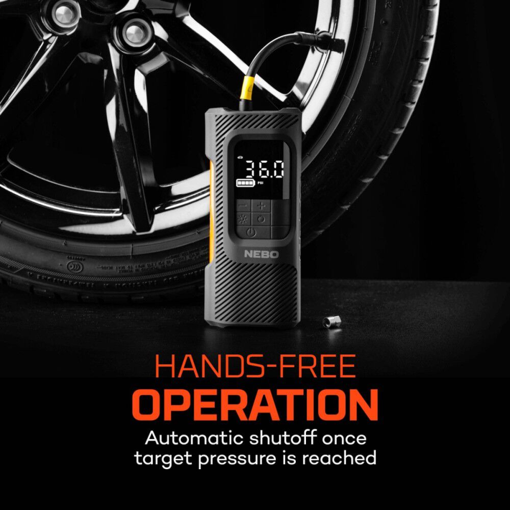 Nebo Portable Tire Inflator Assist Mini Air Compressor with Power Bank, large image number 3