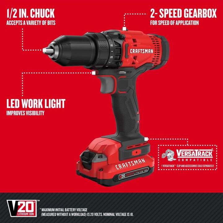 CRAFTSMAN V20 Cordless 8-Tool Combo Kit with Two 2.0 Ah Batteries and Charger, large image number 10