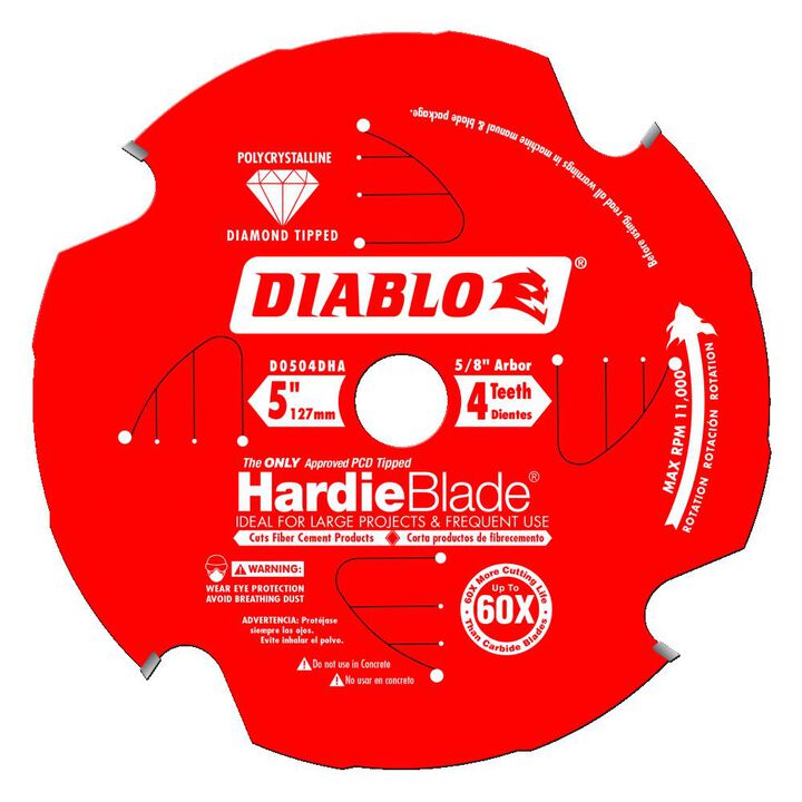 Diablo Tools 5 inch x 4 Tooth TCG PDC Fiber Cement Circular Saw HardieBlade with 5/8 inch Arbor