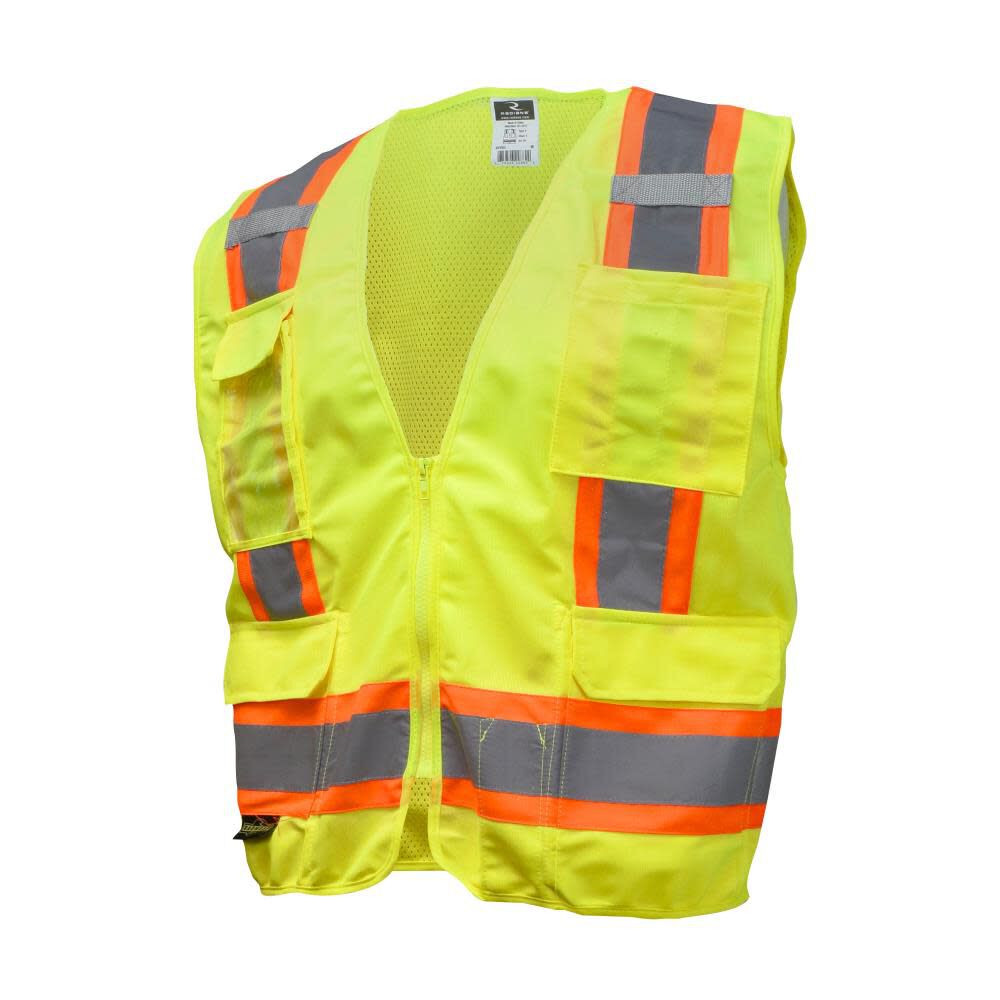 Radians Safety Vest SV6 Two Tone Surveyor Type R Class 2 Solid/Mesh Green Size 2X, large image number 1