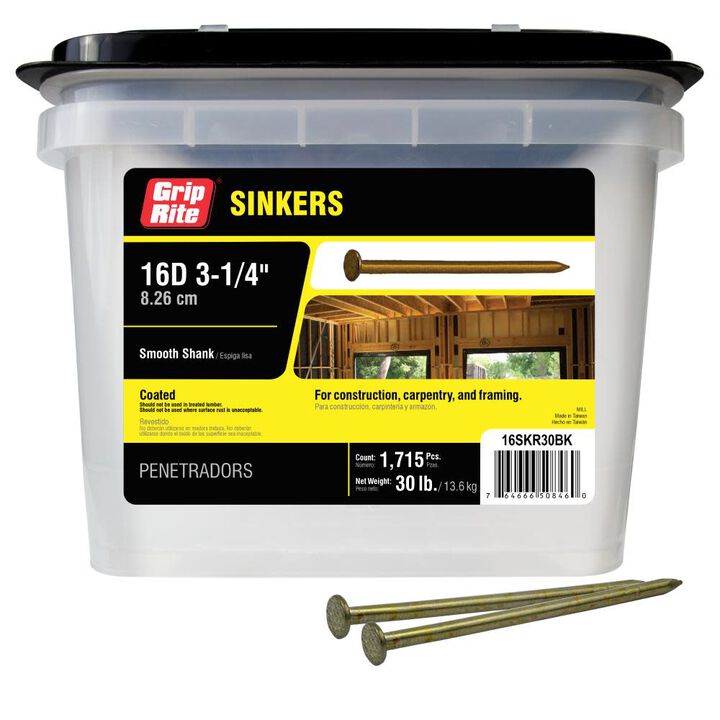 Grip Rite 30-Lb 9-Gauge 3.25-in Vinyl-Coated Smooth Sinker Nails, large image number 0