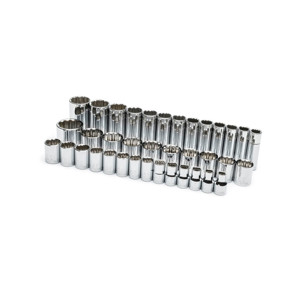 GEARWRENCH 37pc 1/2 In. Drive 12 Point Standard and Deep Metric Socket Set, large image number 2