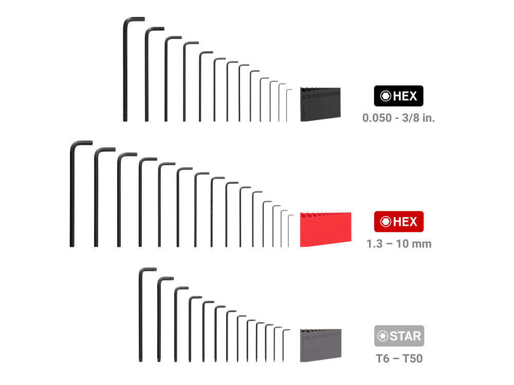 Tekton Flat End Hex Key Set, 41 Piece (0.050-3/8 Inch, 1.3-10 mm, T6-T50), large image number 6