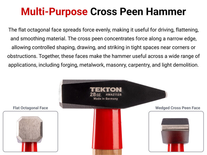 Tekton Cross Peen Hammer Set, 10 Oz, 18 Oz, 28 Oz, 3 Pieces, large image number 2