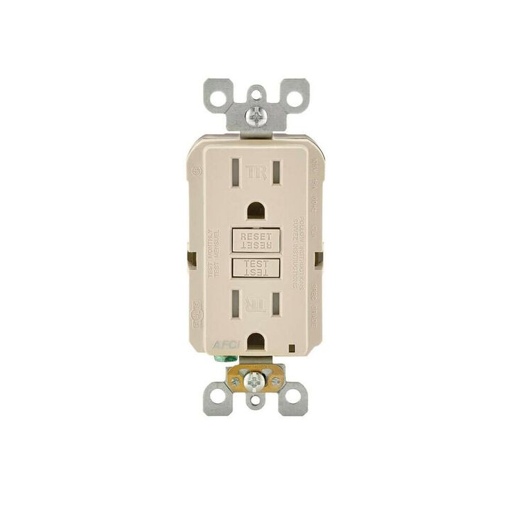 Leviton SmartlockPro AFCI Outlet 15A 120V Light Almond NEMA 5-15R
