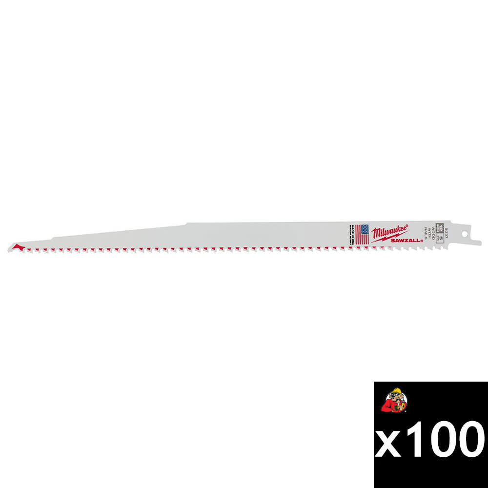 Milwaukee 12 Inch 5 TPI SAWZALL Blade Bundle, 100 Pieces, large image number 1