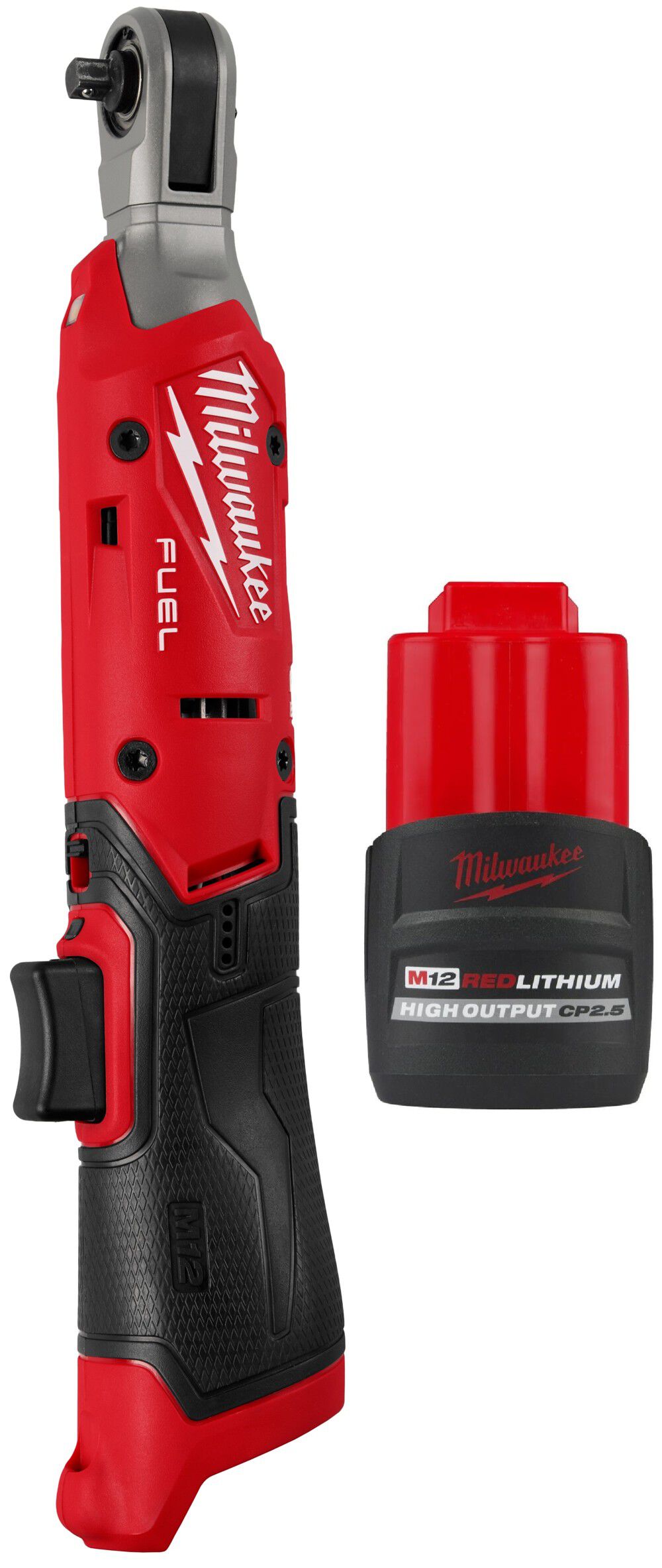 Milwaukee M12 FUEL 3/8 Inch Ratchet, Bare Tool & 2.5Ah Lithium Ion Battery Pack, large image number 1