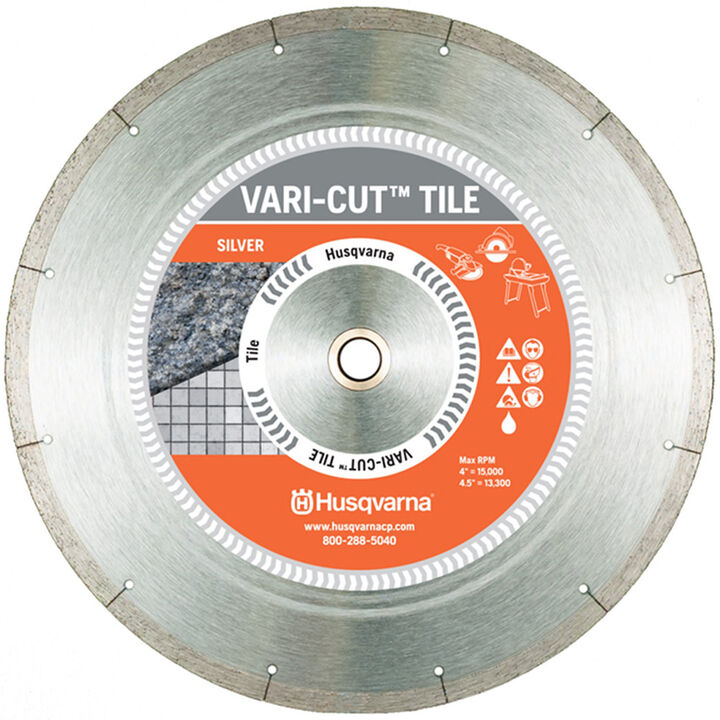 Husqvarna Construction Vari-Cut Tile 10 Inch Silver Diamond Blade for Ceramic Tile