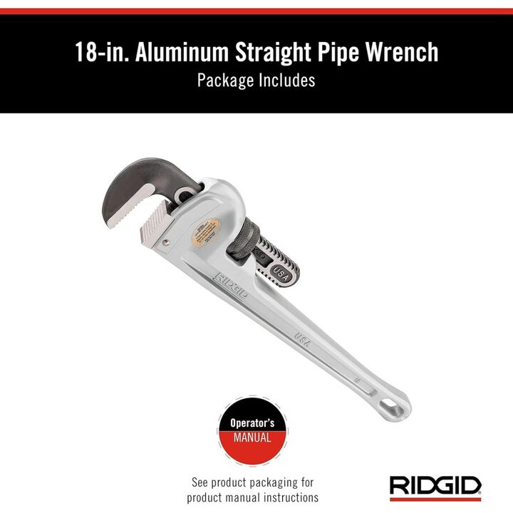 Ridgid 10 Inch and 18 Inch Aluminum Pipe Wrench Bundle, large image number 9