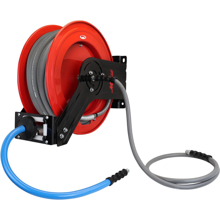 Milton 3/8 Inch x 100 Ft All-In-One Pressure Washer Hose Reel with Kevlar Braided Hose