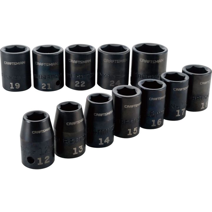 CRAFTSMAN 12 Piece 1/2 Inch Metric Impact Socket Set