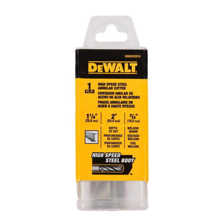 DEWALT Annular Cutter 1 1/8in X 2in HSS 3/4in Weldon, large image number 2