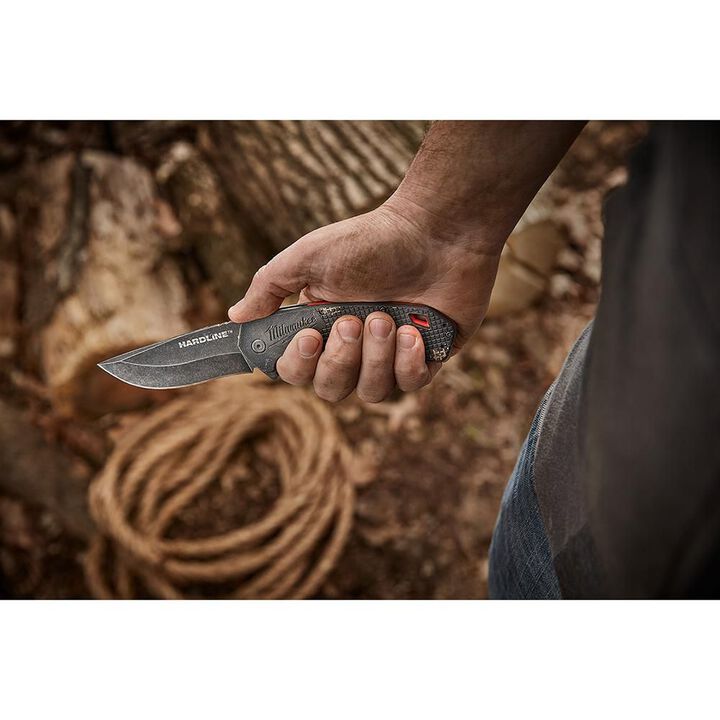 Milwaukee 3.5 in. HARDLINE Smooth Recurve Drop Point Blade Pocket Knife, large image number 6