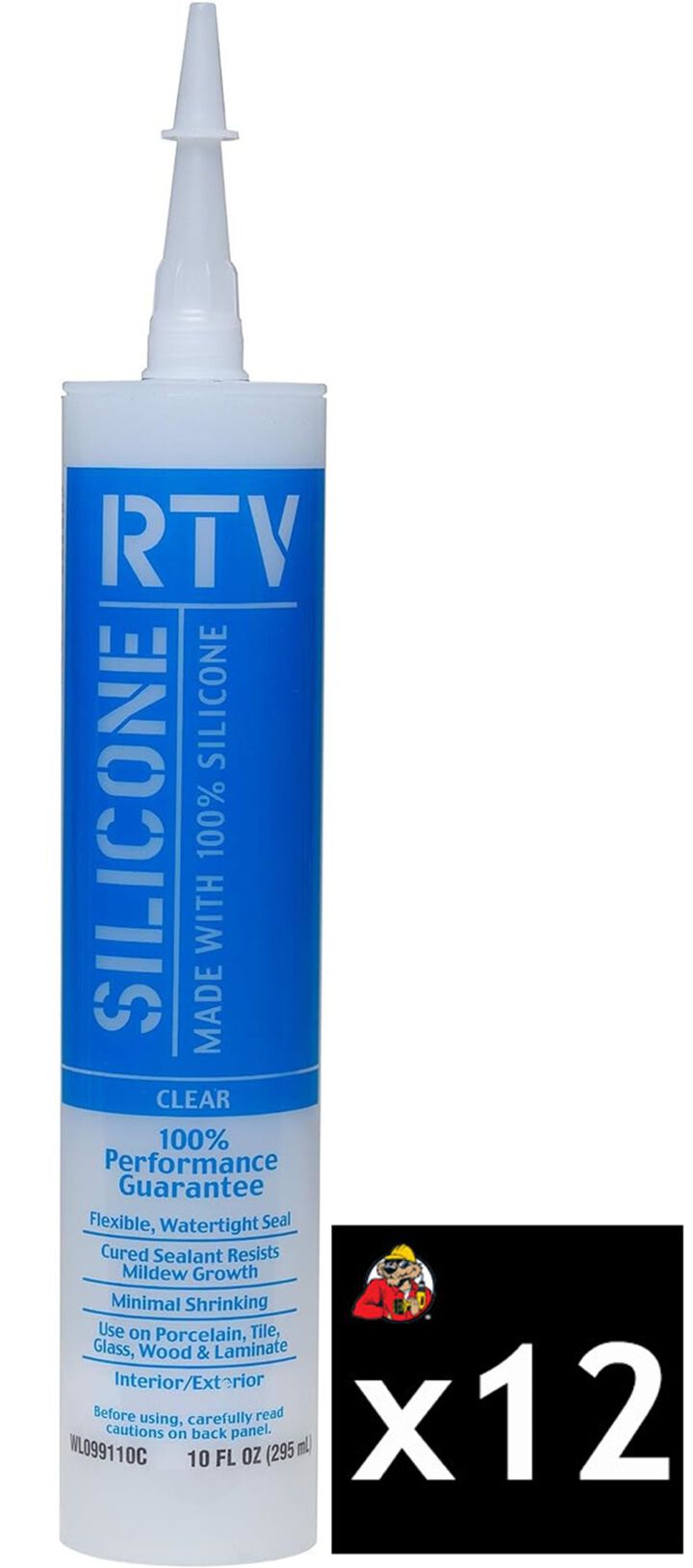 Krylon White Lightning 10 Oz Clear All Purpose Contractor RTV Sealant Pack of 12