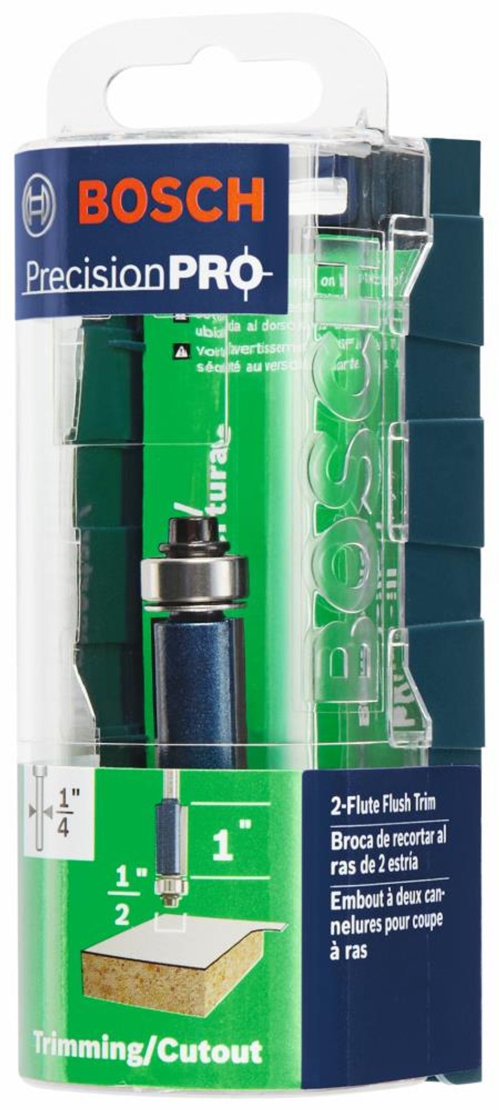Bosch 1/2 Inch x 1 Inch Carbide-Tipped Double-Flute Flush Trim Router Bit, large image number 4