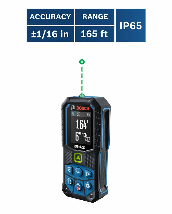 Bosch BLAZE Green Beam Laser Distance Measurer 165', large image number 9