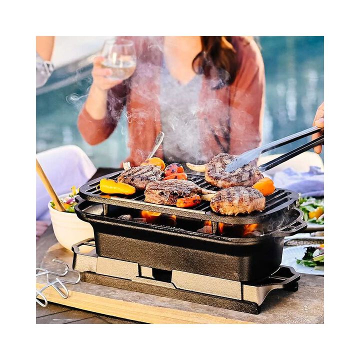 Lodge Cast Iron Sportsmans Pro Black Cast Iron Charcoal Grill, large image number 3