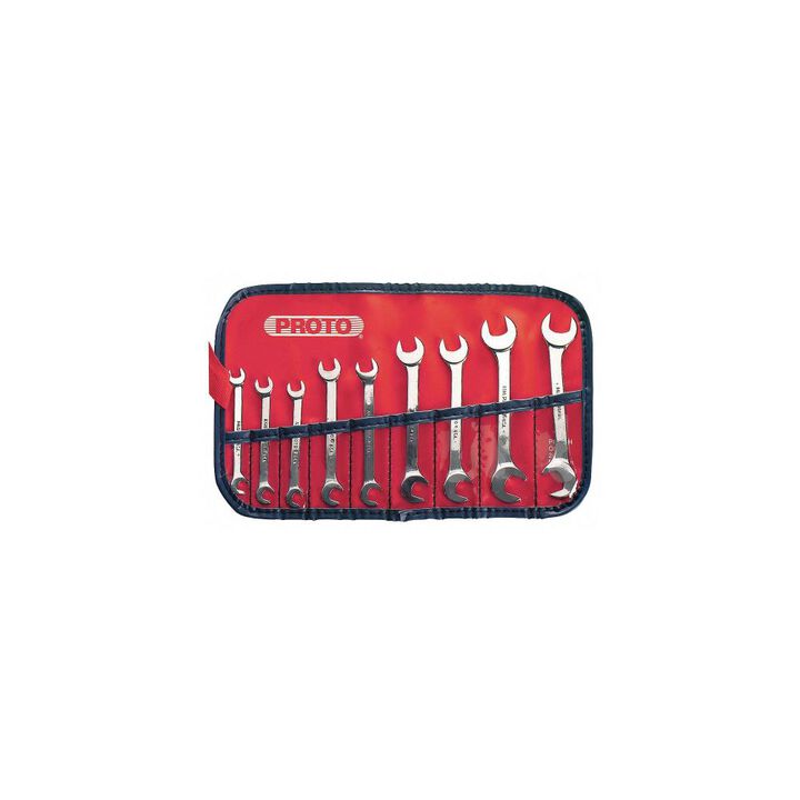 Proto 9 Piece Satin Short Angle Open-End Wrench Set