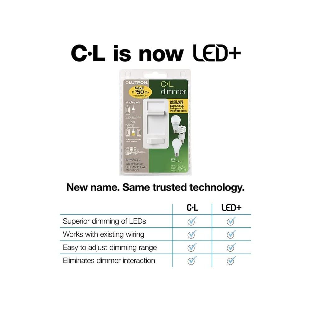 Lutron Lumea 120V 150W 1P Gloss White Slide Dimmer Switch, large image number 4