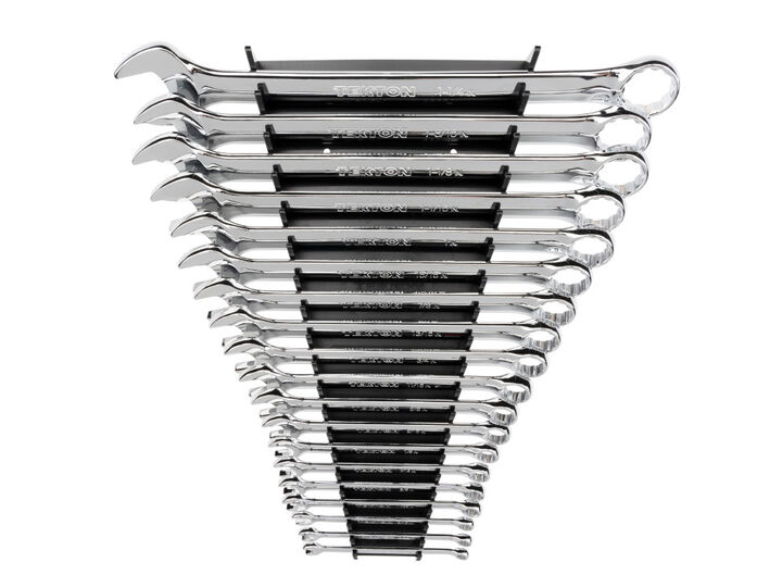 Tekton Combination Wrench Set with Rack, 19 Piece (1/4 - 1-1/4 Inch)