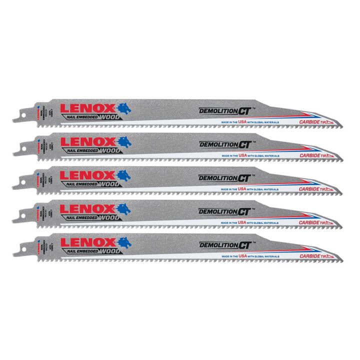Lenox 12 Inch x 1 Inch Demolition CT Reciprocating Saw Blades 5 Pieces