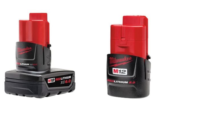 Milwaukee M12 REDLITHIUM 12V 2Ah/6Ah Lithium Ion Power Tool Battery Pack (2 Pack)