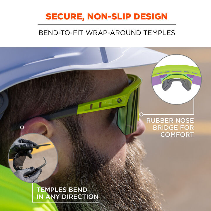 Ergodyne Skullerz AEGIR Polarized Mirrored Safety Glasses, Lime Frame, Purple Lens, large image number 4