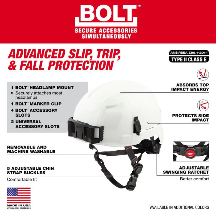 Milwaukee BOLT Black Safety Helmet with IMPACT ARMOR Liner Type 2 Class E & USB Cooling Fan Bundle, large image number 2