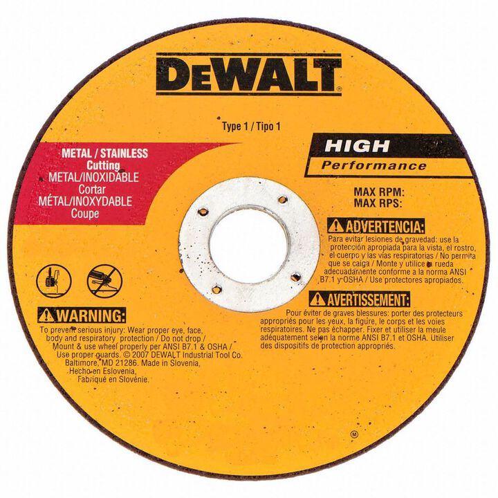 DEWALT 4 In. x 1/16 In. x 3/8 In. A36T Fast Cutting Wheel, large image number 1