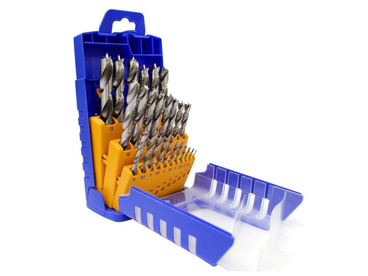 Fisch HSS Wood Twist Drill Set with Heavy Duty Plastic Case 29 Pieces