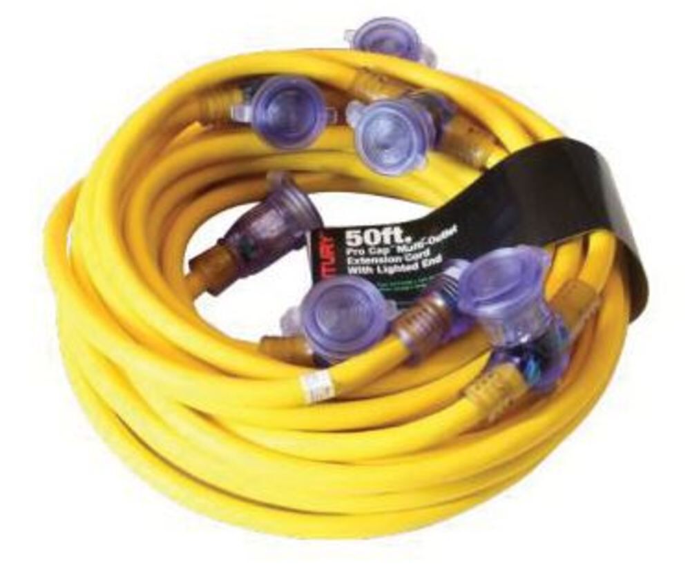 Century Wire 50 ft 12/3 SJTW Yellow Power Distribution Cord, large image number 2