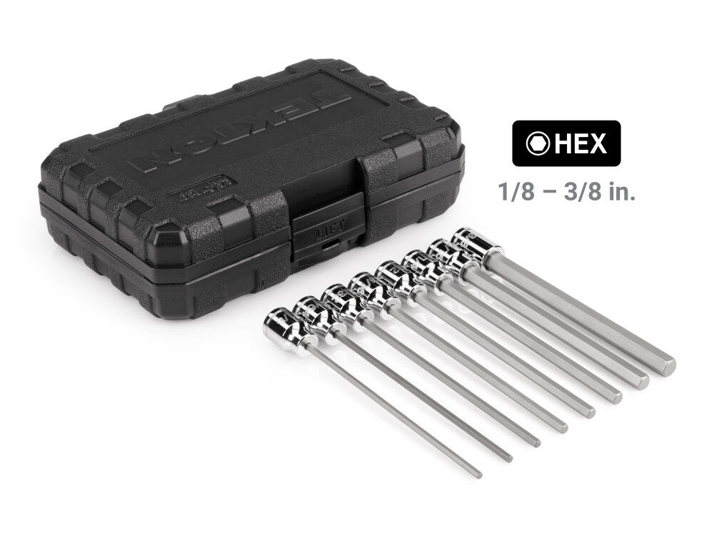 Tekton 3/8 Inch Drive Long Hex Bit Socket Set, 8 Piece (1/8-3/8 Inch), large image number 2