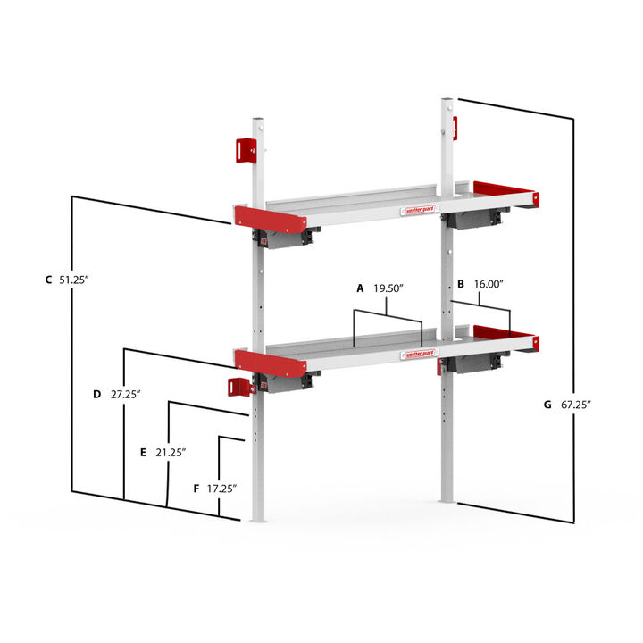 Weather Guard 48 Inch White/Red Aluminum Folding Van Shelving, large image number 1