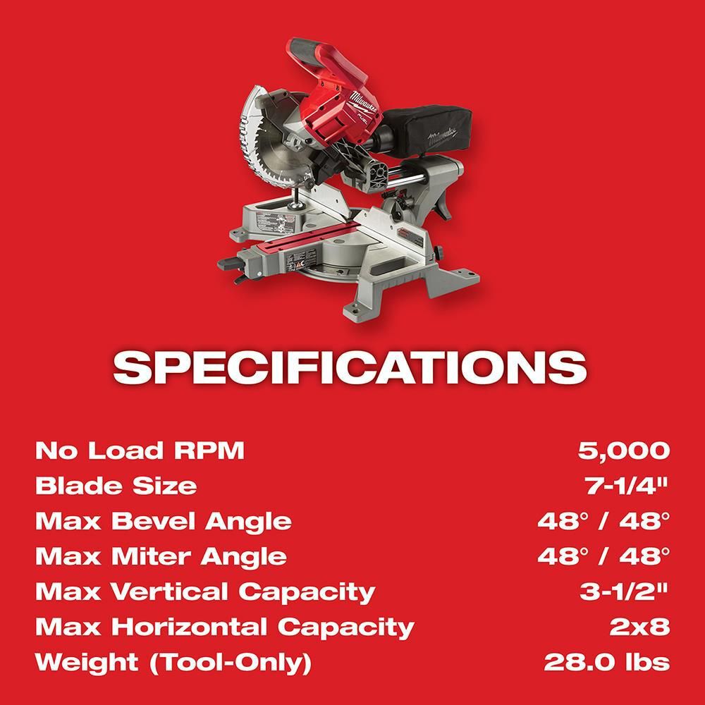 Milwaukee M18 FUEL 7-1/4 in. Dual Bevel Sliding Compound Miter Saw Kit, large image number 8