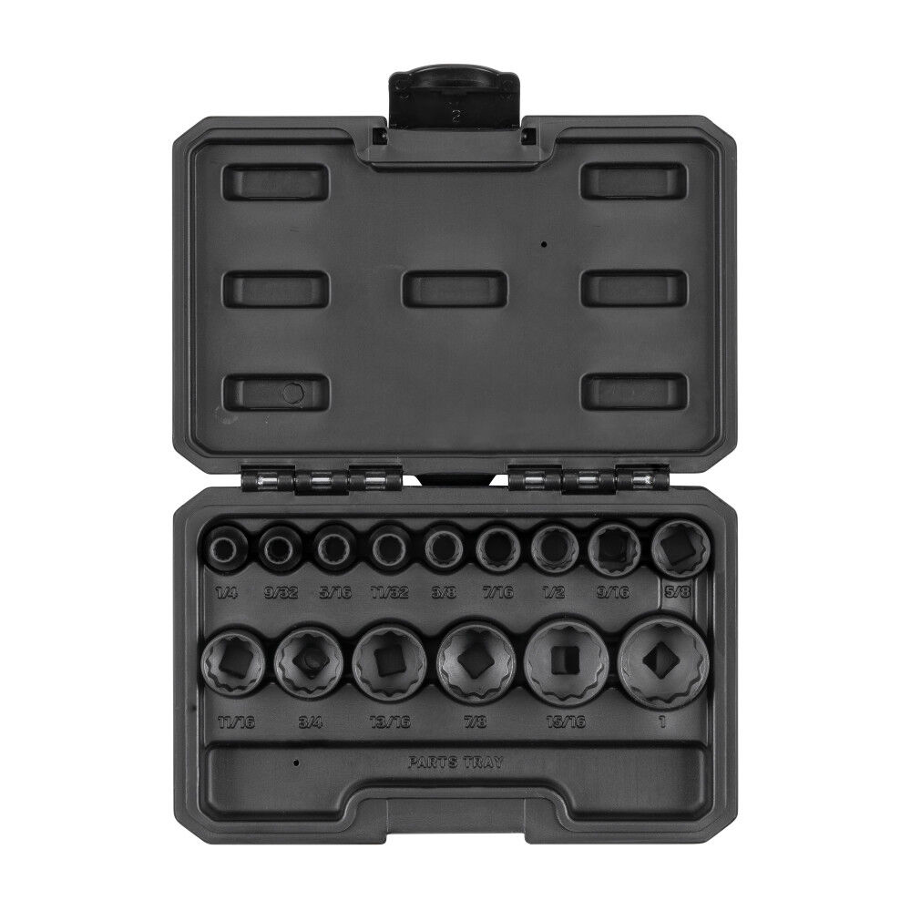 Tekton 3/8 Inch 12 Point Impact Socket Set Case, 15 Pieces (1/4-1 Inch), large image number 1