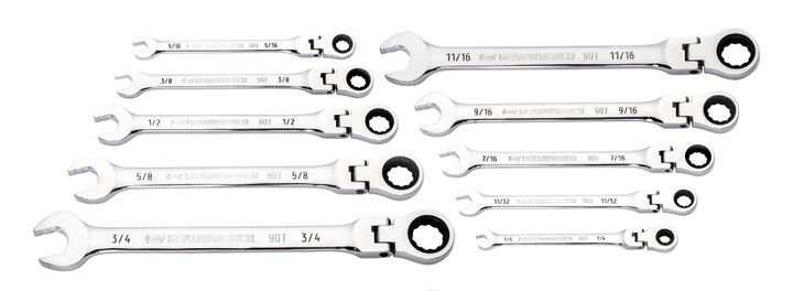 GEARWRENCH 10 Pc. 90T 12 Point Flex Head Ratcheting Combination SAE Wrench Set, large image number 8