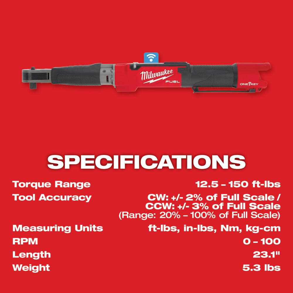 Milwaukee M12 FUEL 1/2inch Digital Torque Wrench with ONE-KEY (Bare Tool), large image number 8