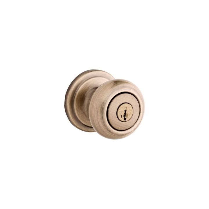Kwikset Antique Brass Signature Series Keyed Entry Juno Door Knob