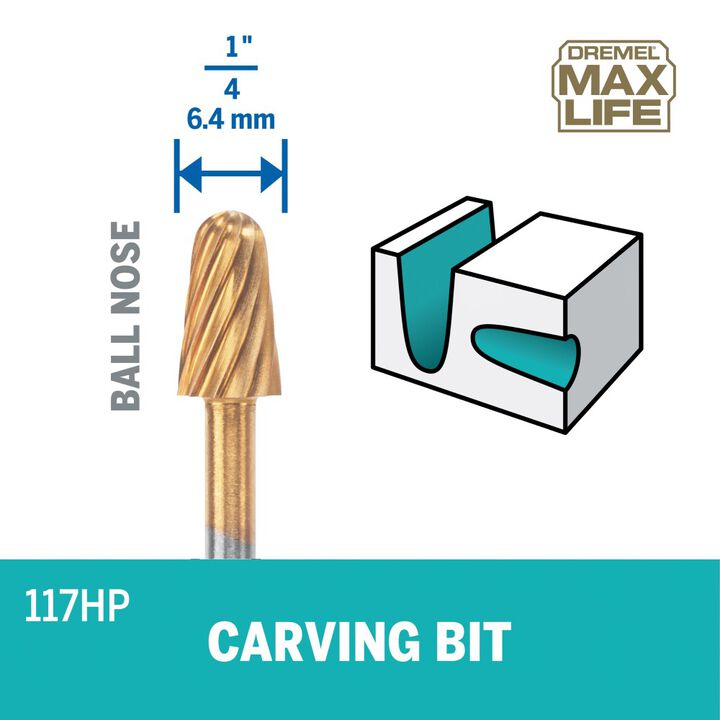 Dremel 1/4Inch (6.4mm) High Performance Rotary Carving Bit, 2 Pieces, large image number 1
