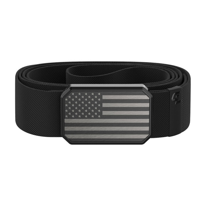 Groove Life Black Adjustable Belt with Black Hero Flag Buckle, One Size Fits Most