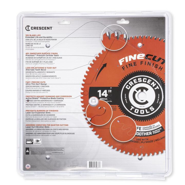 Crescent Circular Saw Blade 14in x 84 Tooth Fine Cut Fine Finishing, large image number 3