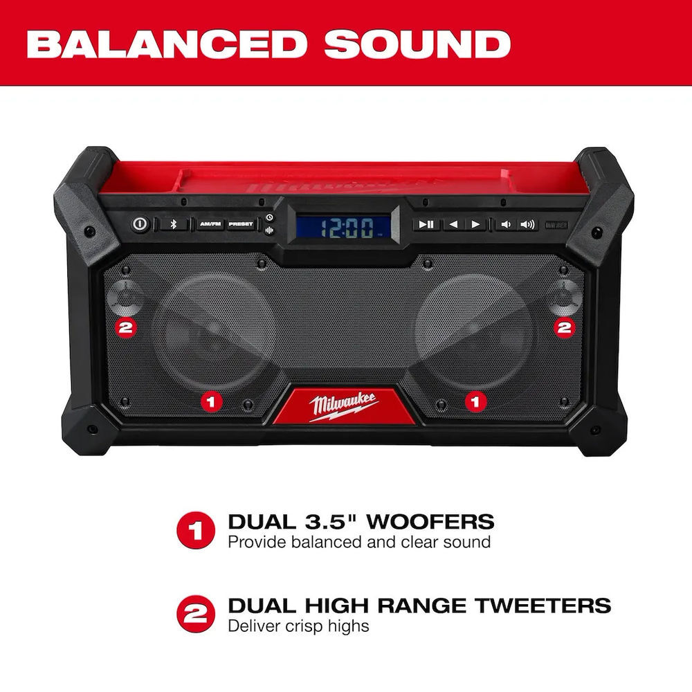 Milwaukee M18 Bluetooth Jobsite Radio (Bare Tool) and M12 High Speed Ratchet (Bare Tool) Bundle, large image number 4