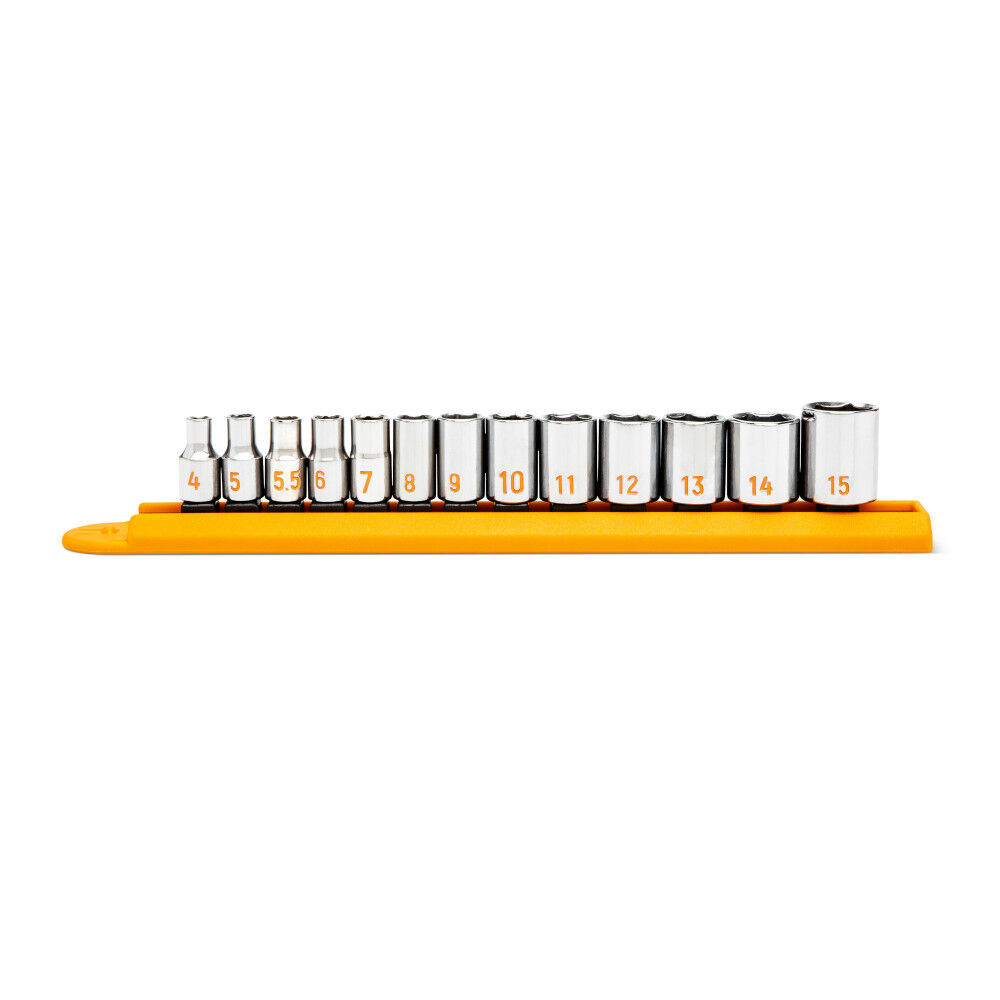 GEARWRENCH 1/4 Inch Drive 6 Point Metric Hi-Viz Socket Set 13 Pieces, large image number 1