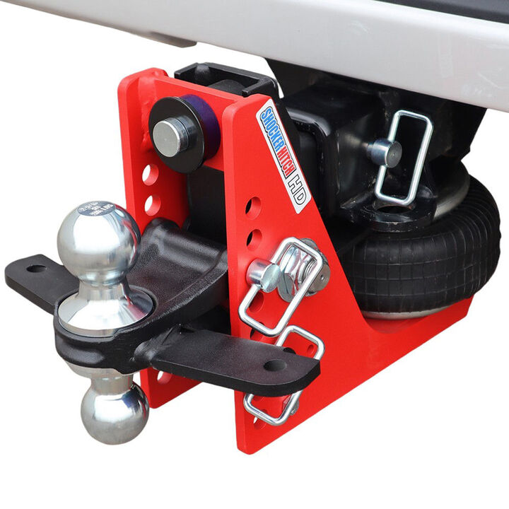 Shocker Hitch HD 20K 2 1/2 Inch Air Receiver Hitch & Chrome Combo Sway Bar Tab Ball Mount 2 Inch & 2 5/16 Inch Hitch Balls
