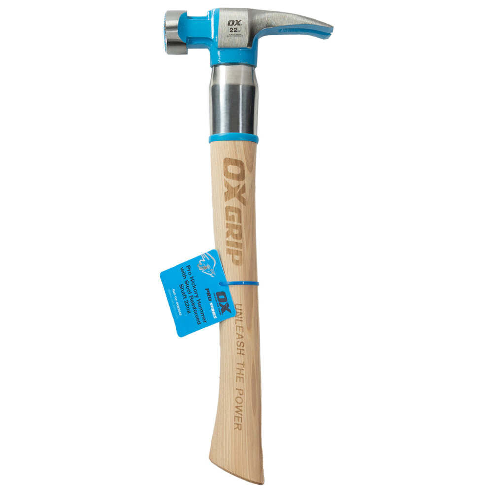 Ox Tools 22 Oz Steel Reinforced Shaft Head Hammer with Hickory Handle, large image number 1