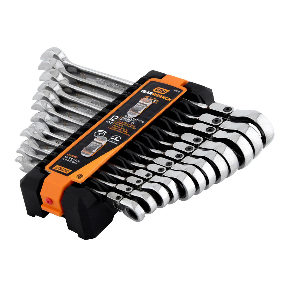GEARWRENCH 12 Pc 90T 12 Point Flex Head Ratcheting Combination Metric Wrench Set, large image number 5