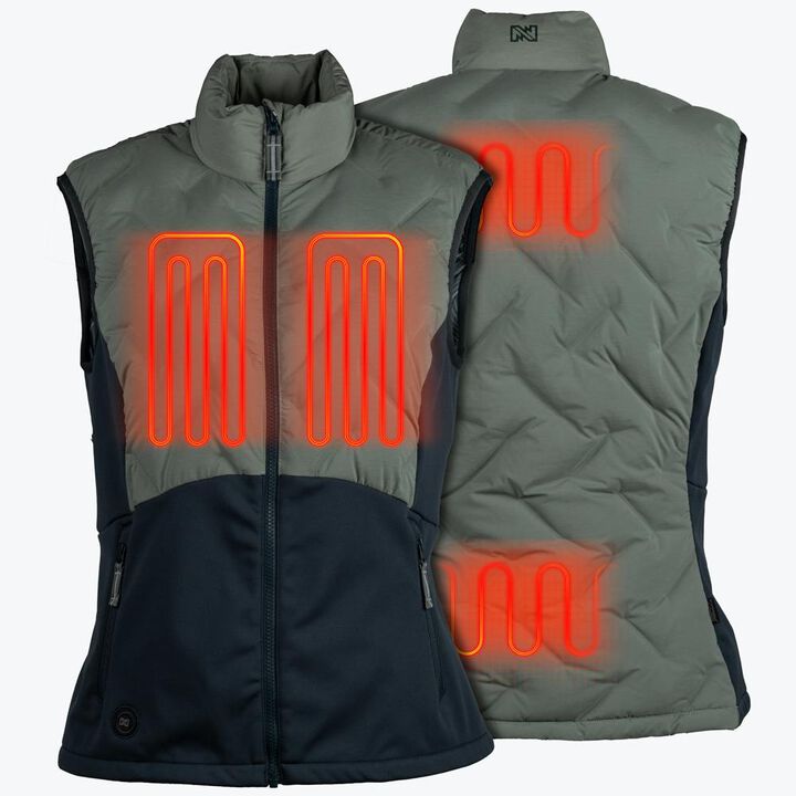 Mobile Warming Womens Aria Hybrid Black and Green Heated Vest Kit Medium, large image number 1
