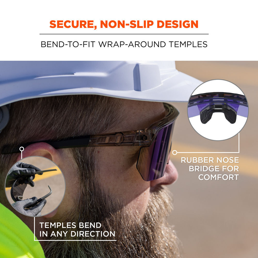 Ergodyne AEGIR-AFASM Safety Glasses, Clear Smoke Frame, Blue Mirror Lens, large image number 5