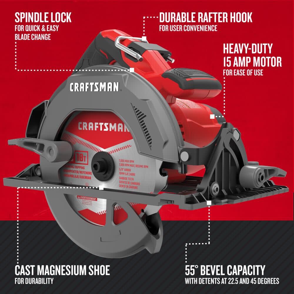CRAFTSMAN 15 Amp 7-1/4 Inch Electric Circular Saw, large image number 6